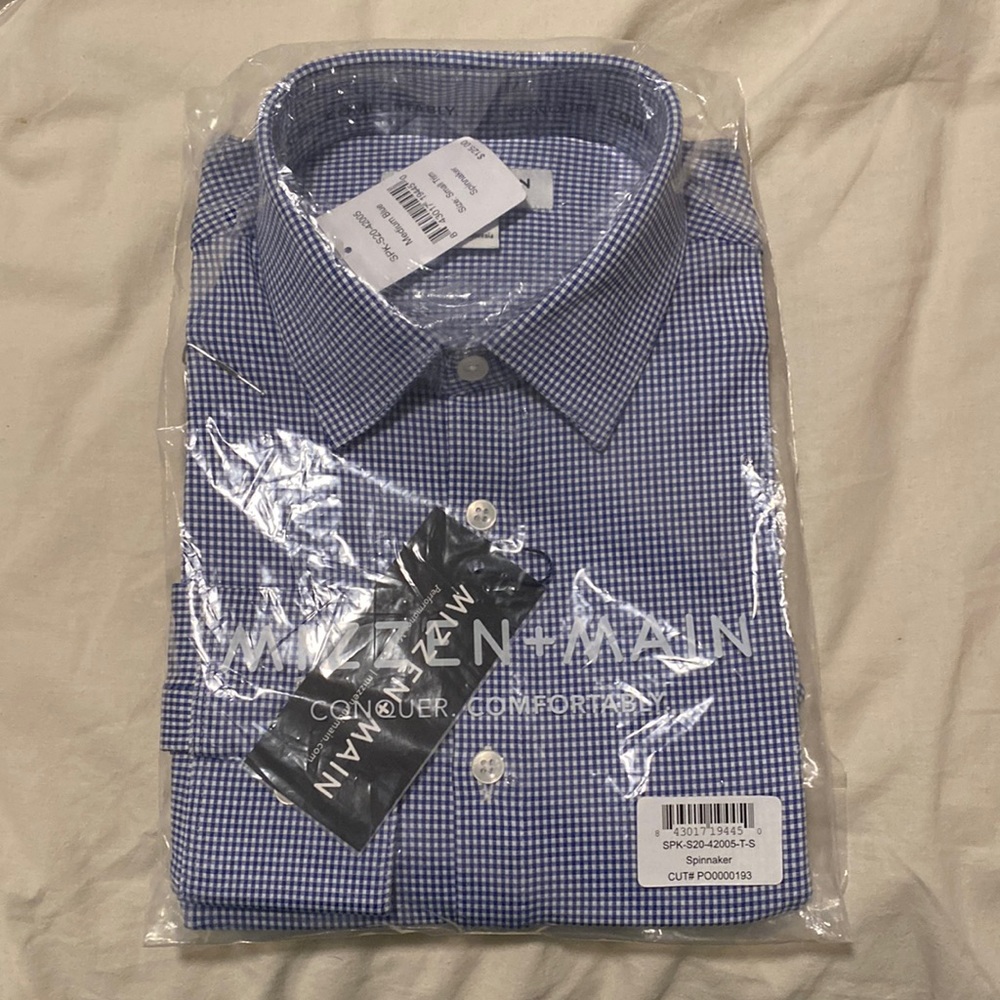 Mizzen+Main dress shirt blue gingham Spinnaker
